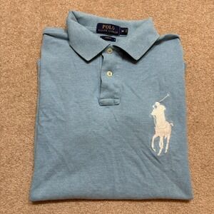 Polo Ralph Lauren Polo Shirt Mens Medium Blue Big Pony Slim Fit Short Sleeve